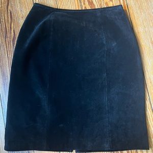 Vintage black suede leather pencil skirt